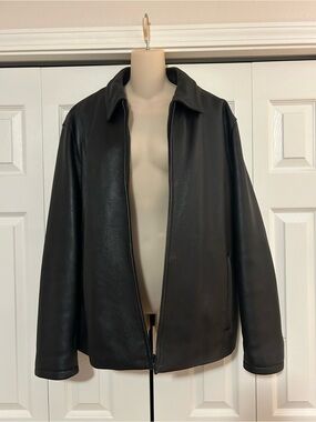 Wilsons Leather Black Bomber-Style Zip Jacket